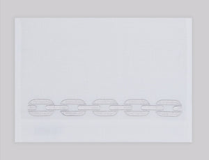 Chain embroidered linen guest towel in silver thread. 100% European linen, set of 4, 12x20 inches.