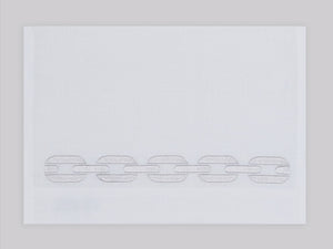 Chain embroidered linen guest towel in silver thread. 100% European linen, set of 4, 12x20 inches.