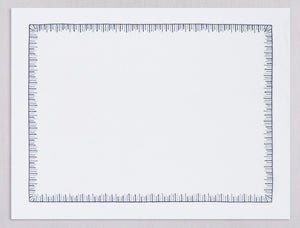 White linen placemat and napkin set embroidered with gray mikado motif border, 100% European linen, handcrafted by Plein Soleil.